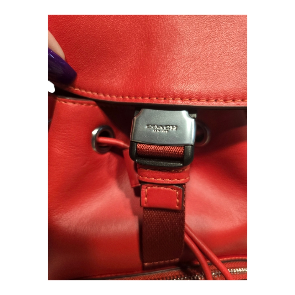 NWT Coach CR100 Pace Backpack Smooth Leather Miami Red - Picture 2 of 15